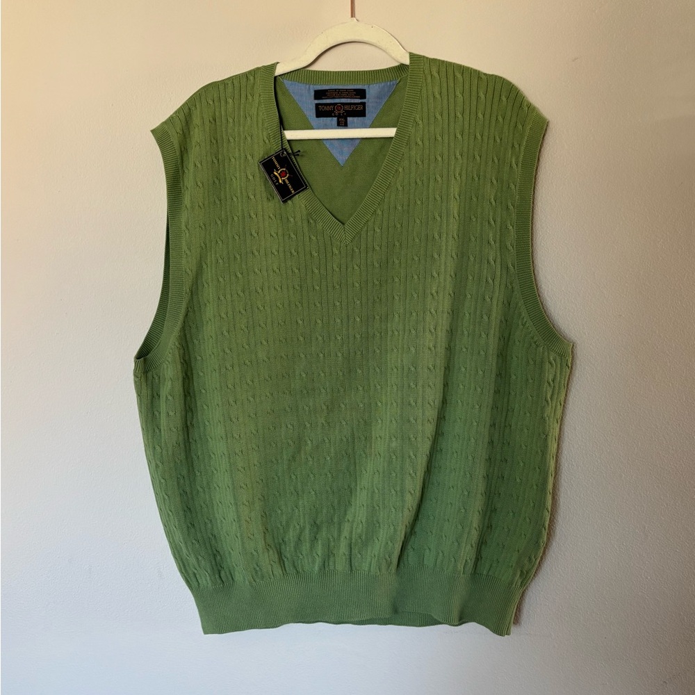 Tommy Hilfiger Light Green V-Neck Sweater Vest